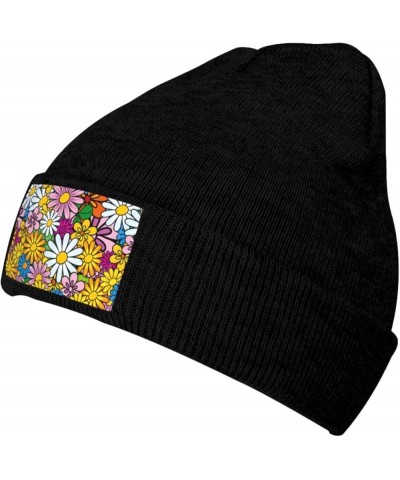 Cartoon Cute Flowers Print Beanie Hat Knitted Cap for Men Women,Thin Warm Knit Slouchy Ski Cap Winter Hip Hop Black $12.27 Sk...