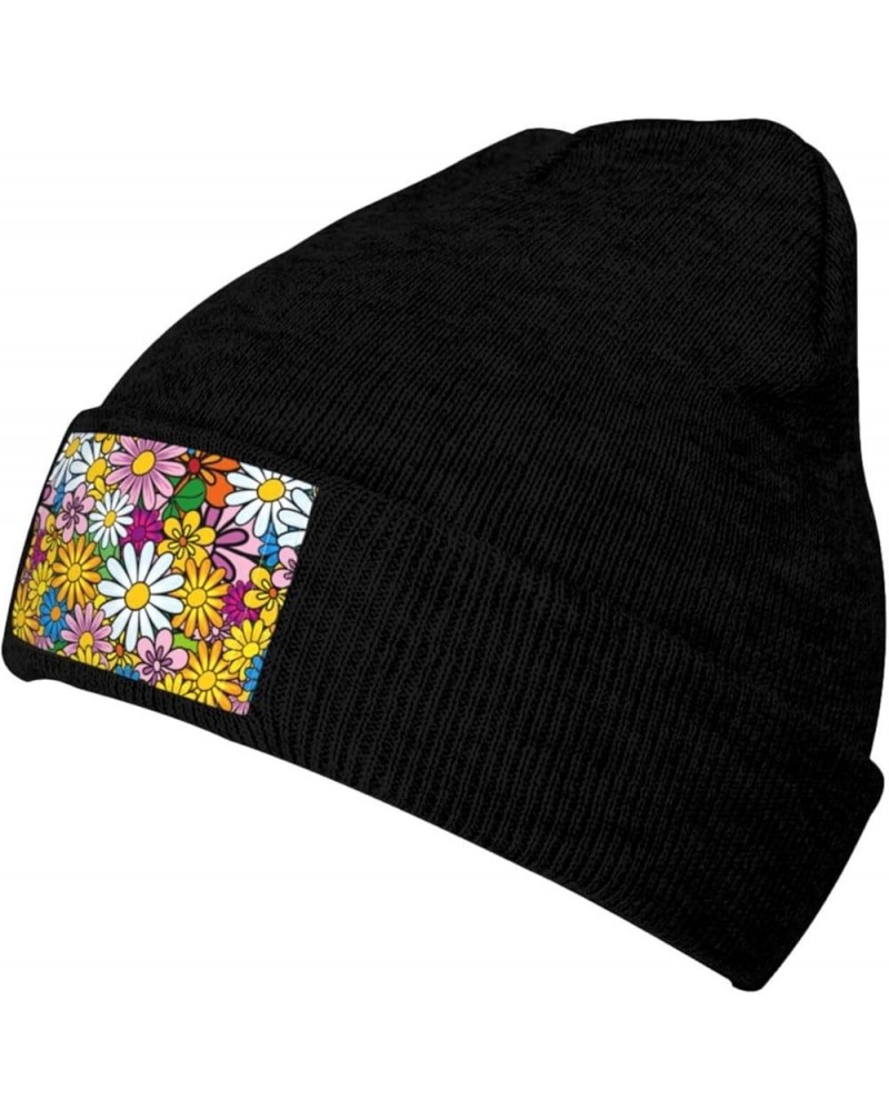 Cartoon Cute Flowers Print Beanie Hat Knitted Cap for Men Women,Thin Warm Knit Slouchy Ski Cap Winter Hip Hop Black $12.27 Sk...