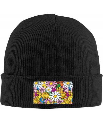 Cartoon Cute Flowers Print Beanie Hat Knitted Cap for Men Women,Thin Warm Knit Slouchy Ski Cap Winter Hip Hop Black $12.27 Sk...