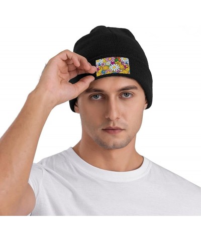 Cartoon Cute Flowers Print Beanie Hat Knitted Cap for Men Women,Thin Warm Knit Slouchy Ski Cap Winter Hip Hop Black $12.27 Sk...