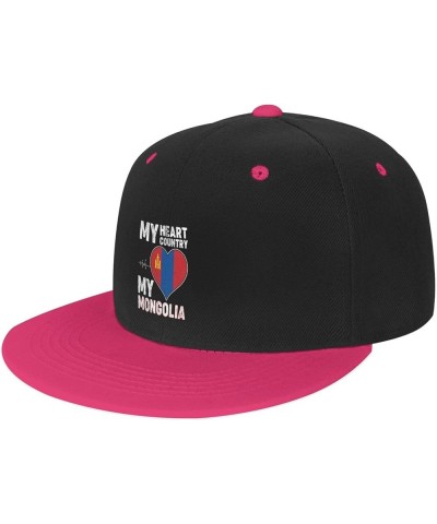 My Heart My Country My Mongolia Baseball Cap for Men Women Snapback Hat Adjustable Flat Bill Hats Pink $11.37 Baseball Caps