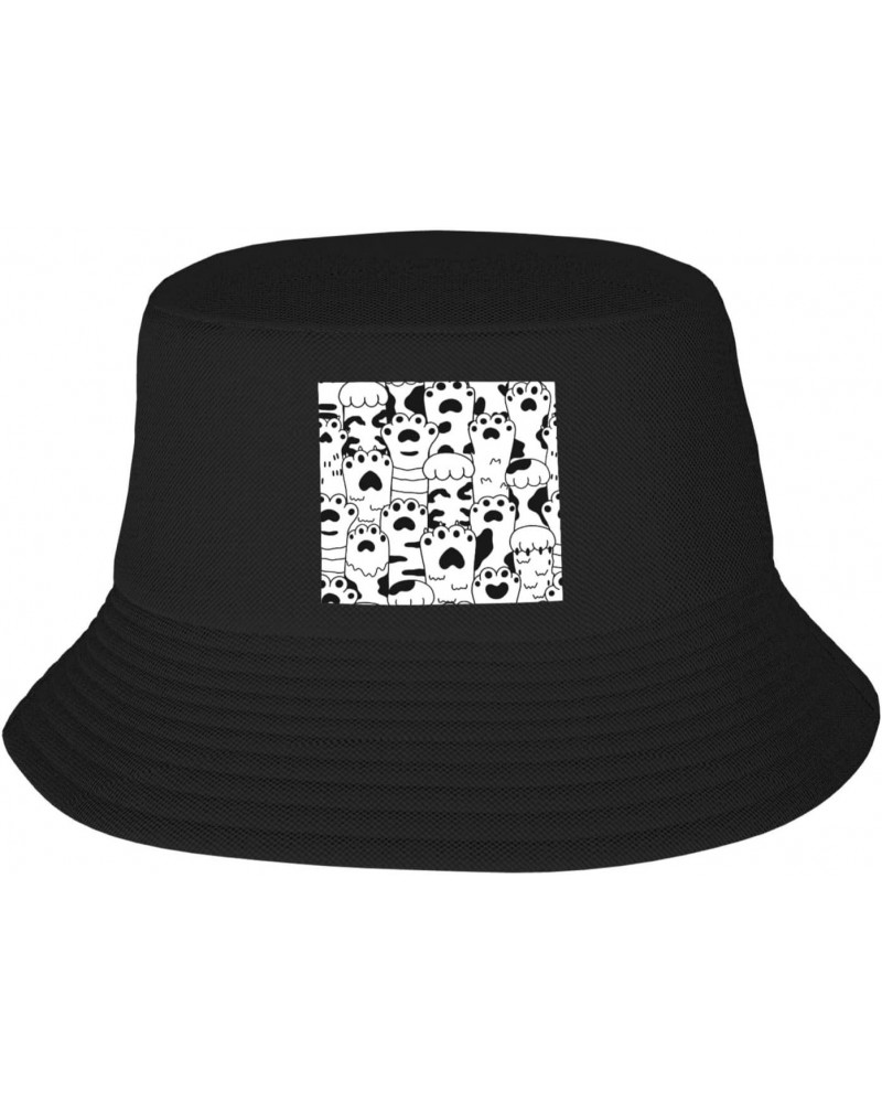 Black Sketch Claw Seamless Pattern Bucket Hat for Men Women Outdoor Summer Beach Travel Fishing Cap $15.18 Bucket Hats