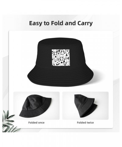 Black Sketch Claw Seamless Pattern Bucket Hat for Men Women Outdoor Summer Beach Travel Fishing Cap $15.18 Bucket Hats