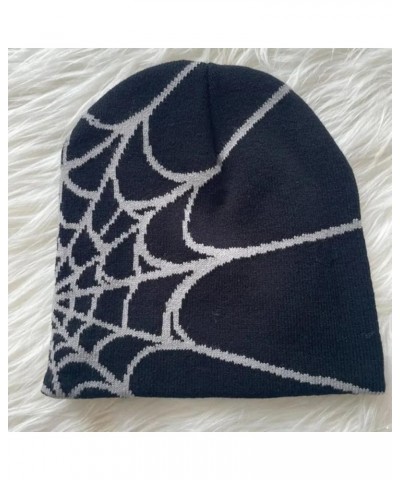 Knit Beanie Hat Gothic Spider Pattern Knitted Hat Winter Warm Acrylic Knitted Beanie for Men Women Black&grey $4.07 Skullies ...