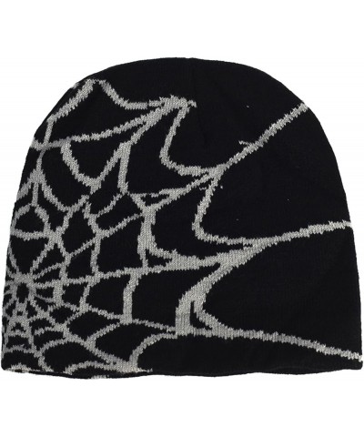 Knit Beanie Hat Gothic Spider Pattern Knitted Hat Winter Warm Acrylic Knitted Beanie for Men Women Black&grey $4.07 Skullies ...