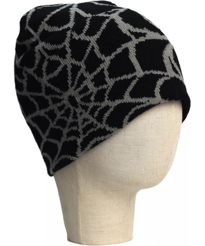 Knit Beanie Hat Gothic Spider Pattern Knitted Hat Winter Warm Acrylic Knitted Beanie for Men Women Black&grey $4.07 Skullies ...