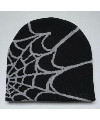 Knit Beanie Hat Gothic Spider Pattern Knitted Hat Winter Warm Acrylic Knitted Beanie for Men Women Black&grey $4.07 Skullies ...