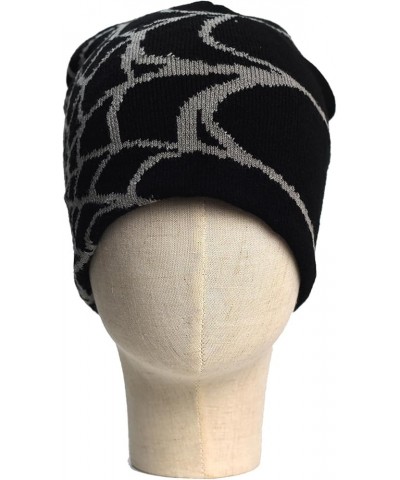 Knit Beanie Hat Gothic Spider Pattern Knitted Hat Winter Warm Acrylic Knitted Beanie for Men Women Black&grey $4.07 Skullies ...