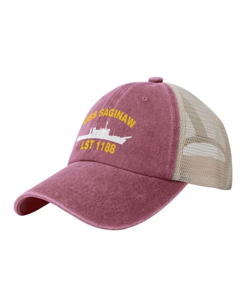 USS Saginaw LST 1188 Flag Baseball Caps-Denim Hats Cowboy Knit hat Fisherman's hat Red $18.17 Baseball Caps