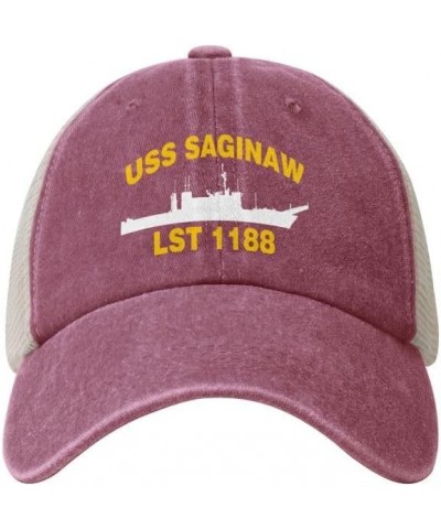 USS Saginaw LST 1188 Flag Baseball Caps-Denim Hats Cowboy Knit hat Fisherman's hat Red $18.17 Baseball Caps