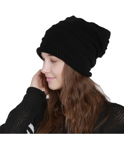 Knitted Hat Thick Soft Warm Thick Hat Without A Hood Suitable for Both Men and Women Hats Cover Ears Hats Black 1 $8.90 Skull...