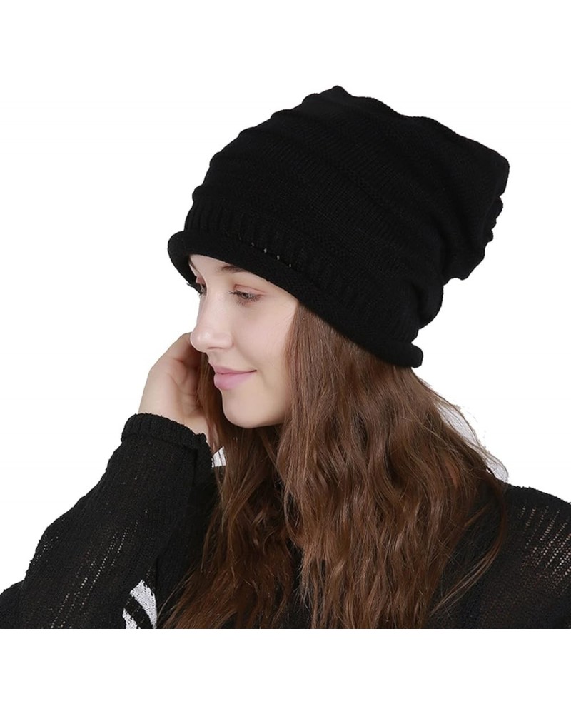 Knitted Hat Thick Soft Warm Thick Hat Without A Hood Suitable for Both Men and Women Hats Cover Ears Hats Black 1 $8.90 Skull...