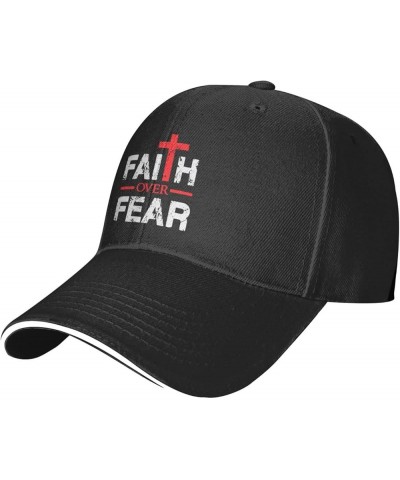 Christian Faith Over Fear Man's Woman's Baseball Cap Fashion Adjustable Baseball Cap Unisex Running Hat Black $11.97 Baseball...