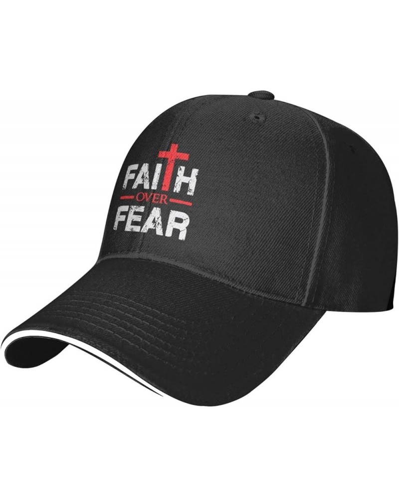 Christian Faith Over Fear Man's Woman's Baseball Cap Fashion Adjustable Baseball Cap Unisex Running Hat Black $11.97 Baseball...