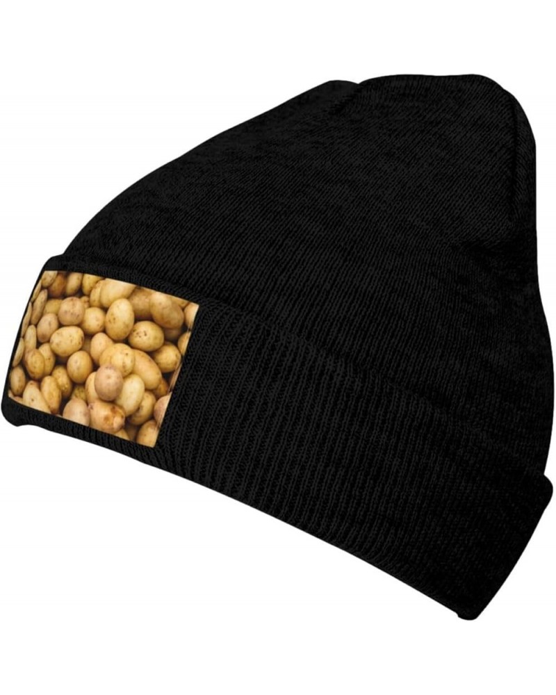 Garden Potatoes Print Beanie Hats for Women Men Warm Knit Hat Winter Knitted Beanie Stretch Fashion Cap Black $11.20 Skullies...