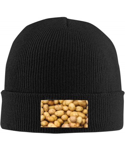 Garden Potatoes Print Beanie Hats for Women Men Warm Knit Hat Winter Knitted Beanie Stretch Fashion Cap Black $11.20 Skullies...