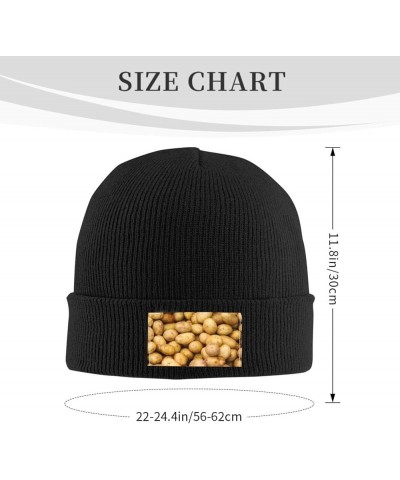 Garden Potatoes Print Beanie Hats for Women Men Warm Knit Hat Winter Knitted Beanie Stretch Fashion Cap Black $11.20 Skullies...