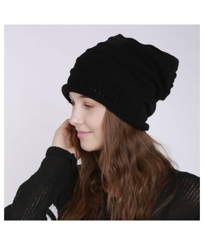 Knitted Hat Thick Soft Warm Thick Hat Without A Hood Suitable for Both Men and Women Hats Cover Ears Hats Black 1 $8.90 Skull...