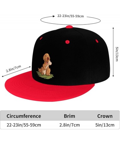 The Dog Holding The Bone Snapback Hat for Men Women Baseball Cap Trucker Flat Bill Hats Dad Caps Red $12.12 Baseball Caps