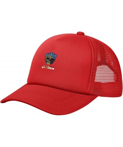 Trucker Hat Mesh Baseball Cap Adjustable Dad Hat Unisex Black Red $10.23 Baseball Caps