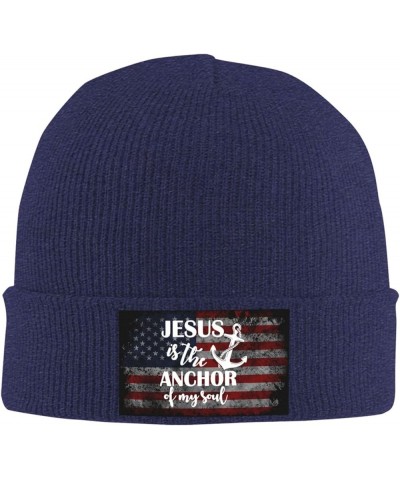 Jesus is The Anchor of My Soul Cozy Knitted Hat for Winter - Warm Comfort Black Navy Blue $15.39 Skullies & Beanies