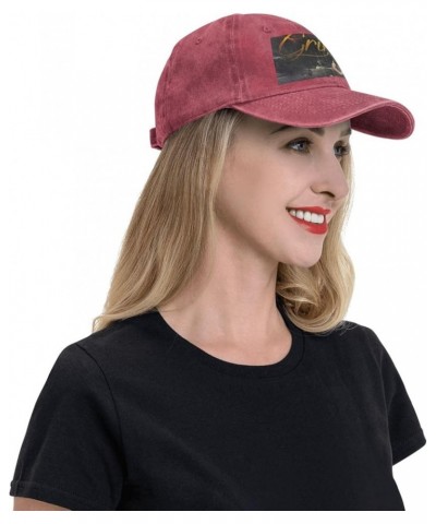 Natti Music Natasha Baseball Cap Vintage Washed Denim Hat Adjustable Unisex Basic Print Sport Outdoor Cap Black Red $10.30 Ba...