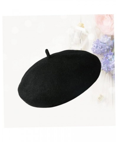 Warm Hat Infant Hat Baby Beret Toddler Wool French Beret Wool Hat for Hat Outdoor Hat Beanie Hat Girls Black $7.01 Berets