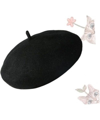 Warm Hat Infant Hat Baby Beret Toddler Wool French Beret Wool Hat for Hat Outdoor Hat Beanie Hat Girls Black $7.01 Berets