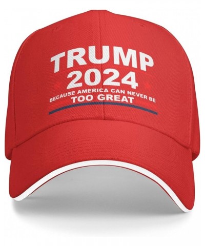 Baseball Caps Sandwich Cap(Trump 2024 Pattern Design) Unisex Adult Adjustable W/Curve Brim Trucker Hats Dad Hat Red $14.67 Ba...