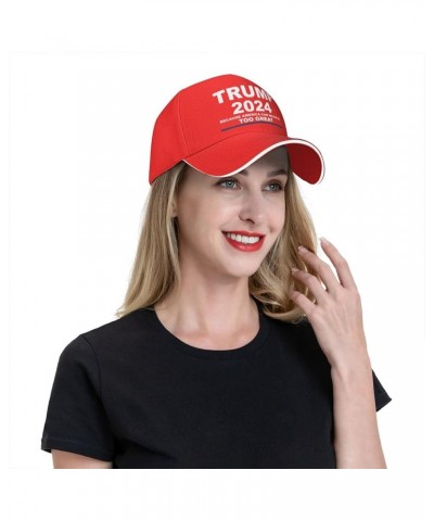 Baseball Caps Sandwich Cap(Trump 2024 Pattern Design) Unisex Adult Adjustable W/Curve Brim Trucker Hats Dad Hat Red $14.67 Ba...