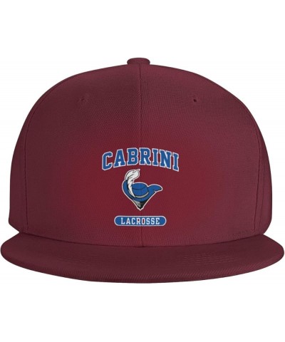 Cabrini University Logo Hats for Men Flat Bill Fitted Caps Hiphop Rap Adjustable Baseball Trucker Dad Hat Dark Red $24.75 Bas...