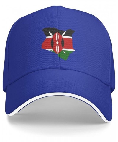 Kenyan Flag Map Unisex Baseball Cap Fits Men Women Adjustable Dad Hat Sandwich Bill Cap Blue $13.15 Baseball Caps