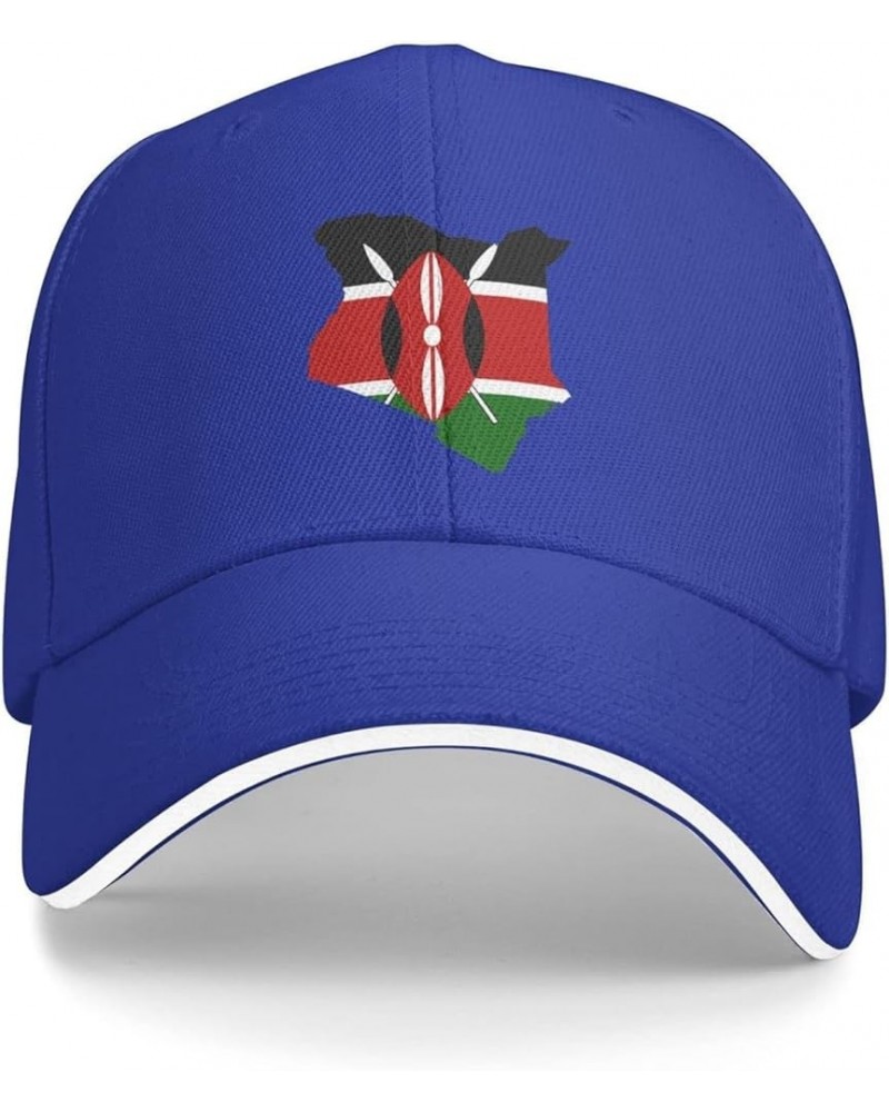 Kenyan Flag Map Unisex Baseball Cap Fits Men Women Adjustable Dad Hat Sandwich Bill Cap Blue $13.15 Baseball Caps