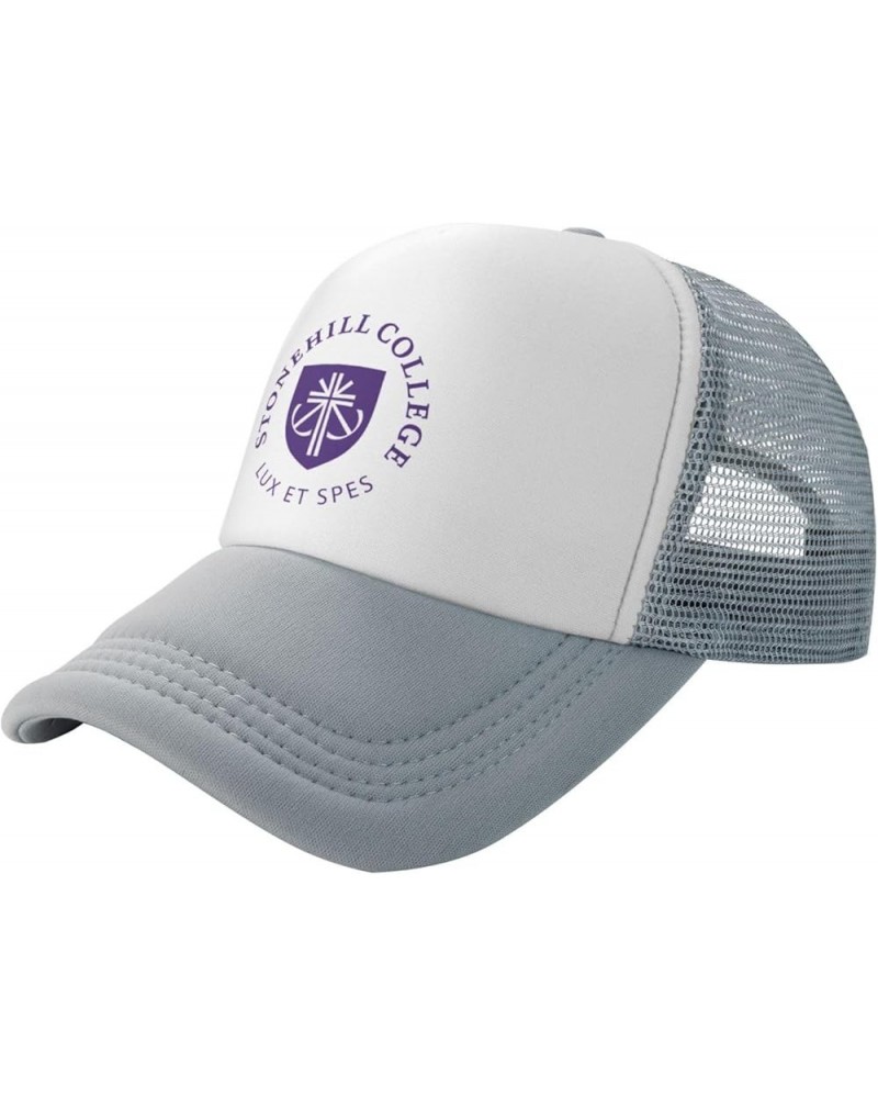 Stonehill College Logo Trucker Hats for Both Men and Women - Mesh Baseball Snapback Hats Gray $32.99 Baseball Caps