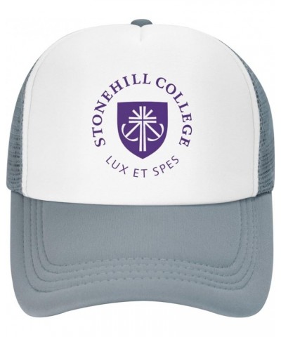 Stonehill College Logo Trucker Hats for Both Men and Women - Mesh Baseball Snapback Hats Gray $32.99 Baseball Caps