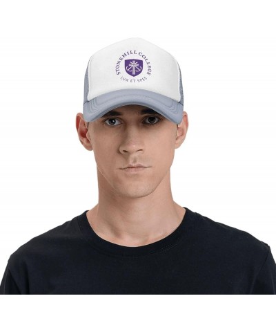 Stonehill College Logo Trucker Hats for Both Men and Women - Mesh Baseball Snapback Hats Gray $32.99 Baseball Caps