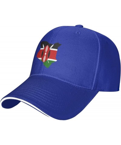 Kenyan Flag Map Unisex Baseball Cap Fits Men Women Adjustable Dad Hat Sandwich Bill Cap Blue $13.15 Baseball Caps