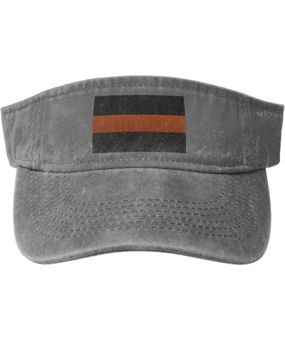 Thin Orange Line Flag Knitting Effect Sun Visor Hats for Women Men Sun Hat Vintage Golf Hat Adjustable Baseball Cap Gray $13....