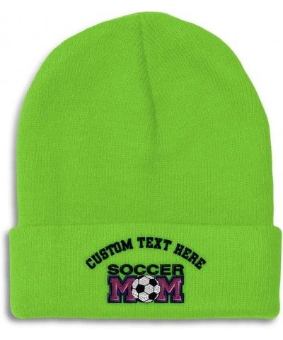 Beanies for Men Soccer Mom B Embroidery Soccer Winter Hats for Women Acrylic Skull Cap 1 Size Lime Personalized Text Here $11...