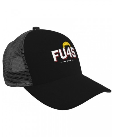 Fu45 Fuck Trump Mesh Trucker Hat for Men Low Profile Baseball Cap Adjustable Dad Cap,Black, As Pic $10.14 Baseball Caps