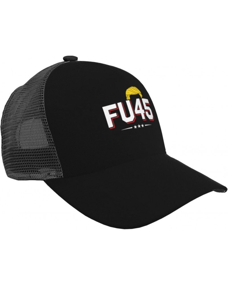 Fu45 Fuck Trump Mesh Trucker Hat for Men Low Profile Baseball Cap Adjustable Dad Cap,Black, As Pic $10.14 Baseball Caps