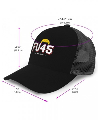 Fu45 Fuck Trump Mesh Trucker Hat for Men Low Profile Baseball Cap Adjustable Dad Cap,Black, As Pic $10.14 Baseball Caps