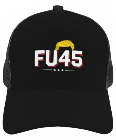 Fu45 Fuck Trump Mesh Trucker Hat for Men Low Profile Baseball Cap Adjustable Dad Cap,Black, As Pic $10.14 Baseball Caps