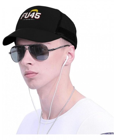 Fu45 Fuck Trump Mesh Trucker Hat for Men Low Profile Baseball Cap Adjustable Dad Cap,Black, As Pic $10.14 Baseball Caps