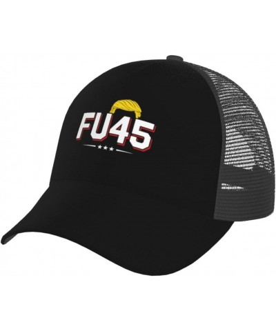 Fu45 Fuck Trump Mesh Trucker Hat for Men Low Profile Baseball Cap Adjustable Dad Cap,Black, As Pic $10.14 Baseball Caps