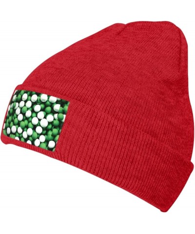 Football White Green Print Multifunction Knitted Hat Beanie Hat Without Brim,Warm Hat Christmas,Birthdays Red $9.14 Skullies ...