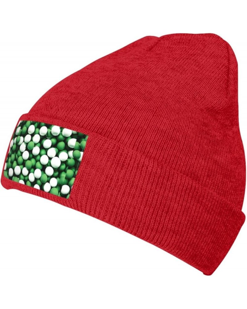 Football White Green Print Multifunction Knitted Hat Beanie Hat Without Brim,Warm Hat Christmas,Birthdays Red $9.14 Skullies ...