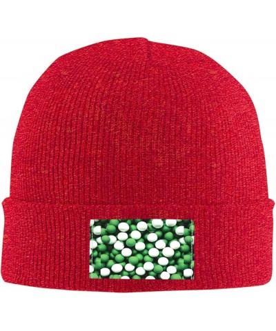 Football White Green Print Multifunction Knitted Hat Beanie Hat Without Brim,Warm Hat Christmas,Birthdays Red $9.14 Skullies ...