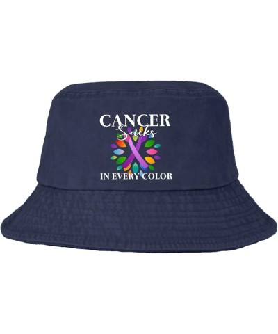 Cancer Sucks in Every Color All Cancer Ribbon Bucket Hats Bucket Hats Trendy Men Hats Camping Accessories Navy $10.06 Bucket ...