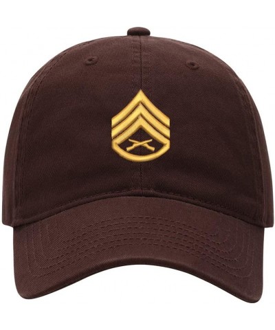 Baseball Cap Men Women Staff Sergeant SSgt Rank Embroidered Unisex Classic Adjustable Strapback Dad Hat Brown $11.59 Baseball...